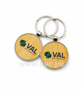llavero bambu con logo full color